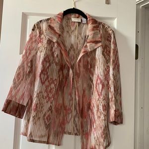 NWT - Chico’s coral print open blazer  size 1